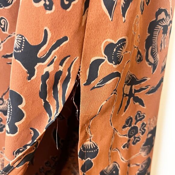 Limited America Vintage Midi Maxi Dress Floral Orange Gray Tan Sz 10 - Picture 4 of 10